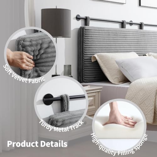 UEV King Headboard Only, Wall Mounted Hanging Upholstered Bed Head Board