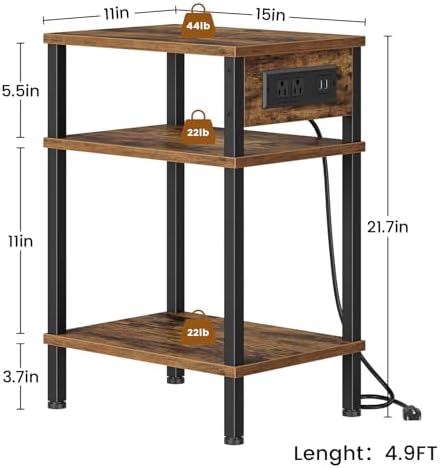 Creso hom Side Table with Charging Station, End Tables Living Room