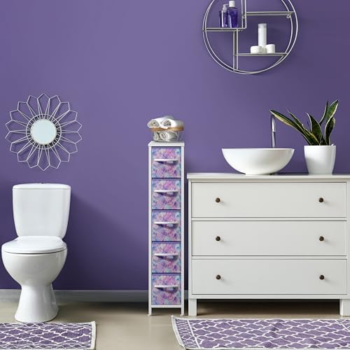 Sorbus 5-Drawer Narrow Dresser for Bedroom (Tie-dye Blue/Pink/Purple)