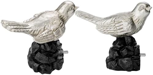 Bird-Shaped Decorative Curtain Rod Finials, 1 or 7/8 Inch, Easy Install, Set of 2 – Vintage Pewter
