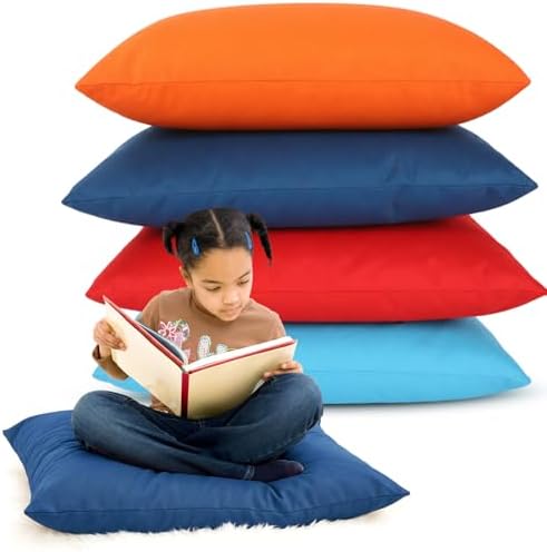 CroBlissful 4 Pcs Extra Large Floor Pillows Kids Classroom, Assorted Colors