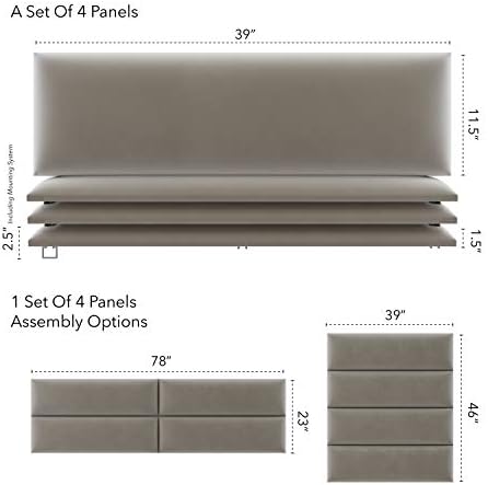 Vänt Wall Mounted Headboard Panels, King/Twin, Velvet Sand Storm
