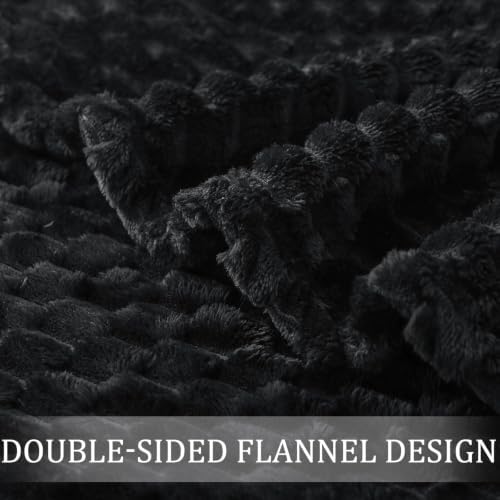 Exclusivo Mezcla Large 3D Fleece Throw Blanket for Couch, Black
