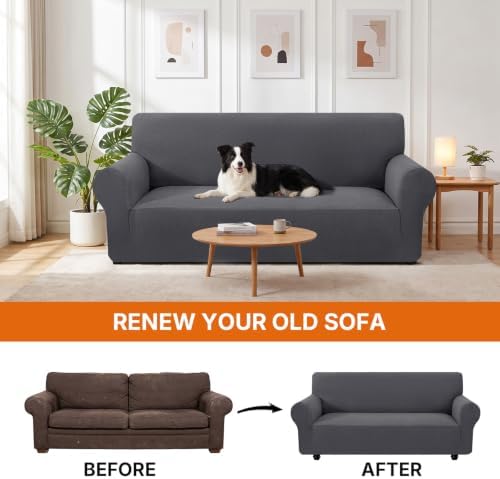 XINEAGE Stretch 2 Seater Slipcover, Non-Slip Pet Couch Cover,Light Gray