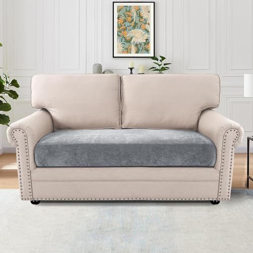 H.VERSAILTEX Chenille Sofa Covers for 2 Cushion Couch Stretch Cushion Cover Thick Soft Sofa Slipcovers All Seasons Universal Sofa Covers Washable(2 Seater Loveseat Cushion Cover,Bluish Grey)