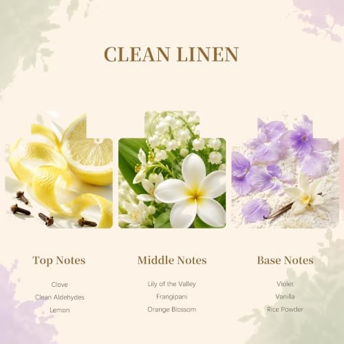 Airkeep Flower Reed Diffusers Set, 5.07 oz Clean Linen Scented Oil Diffuser with 8 Reed Sticks, Home Fragrance Diffuser Gift Set for Bathroom & Office Decor 150ml