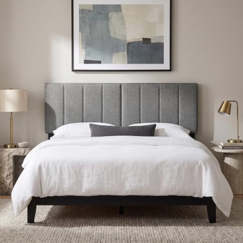 KOMFOTT Linen Upholstered Headboard for Full & Queen Size Bed, Dark Grey