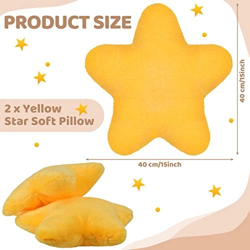 Sumind 2 Star Pillows 15.7'' Cute Decorative Yellow Throw Pillow for Bed