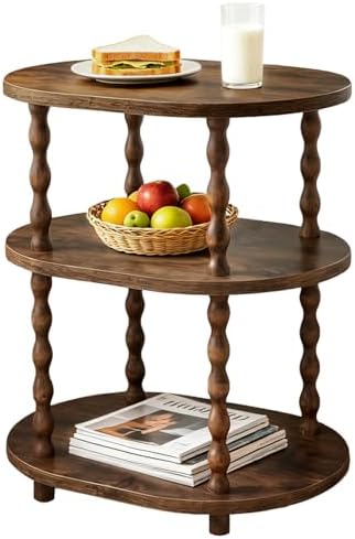 Narrow Side Table, 3-Tier End Table with Storage for Small Spaces