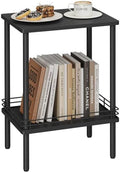 DGSANDGO Modern Small Side Table with Storage, 2-Tier Black End Table