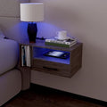 Homaterial Floating Nightstand with Lights, Grayish Brown