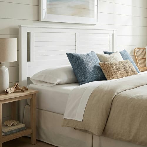 ComfIQ Serene Wood Panel Headboard with Horizontal Scoring, King, White