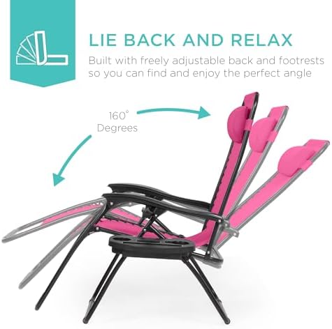 Best Choice Products Zero Gravity Chair Recliner, Hot Pink