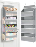 Yecaye Over the Door Organizer, Stuffed Animal Storage, Bathroom Organizers and Storage for Nursery Newborn Baby Essentials Stuff Dorm Room, Widen by 7cm, Deepen by 3cm, Grey 4 Tier Extra-Large