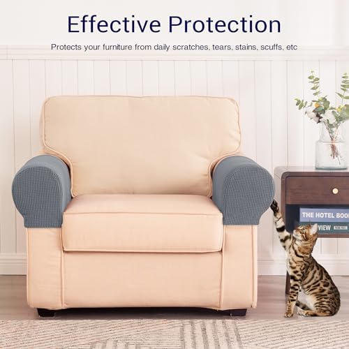 SUBRTEX Stretch Couch Arm Covers Set of 2, Non-Slip Sofa Armrest Slipcovers