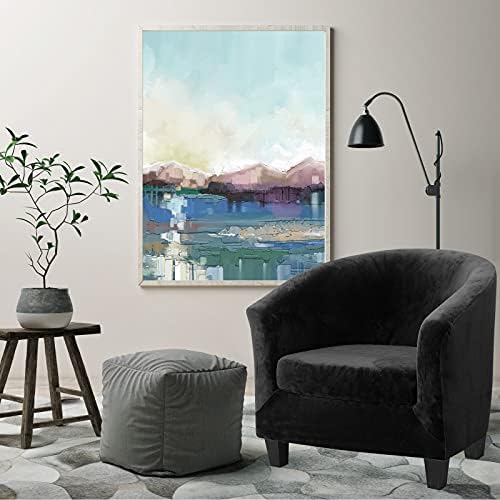 MIFXIN 2 Pieces Velvet Tub Chair Covers with Cushion Cover Stretch Soft Removable Tub Chair Slipcovers Armchair Sofa Couch Furniture Protector for Living Room Club Bar Counter (Black)