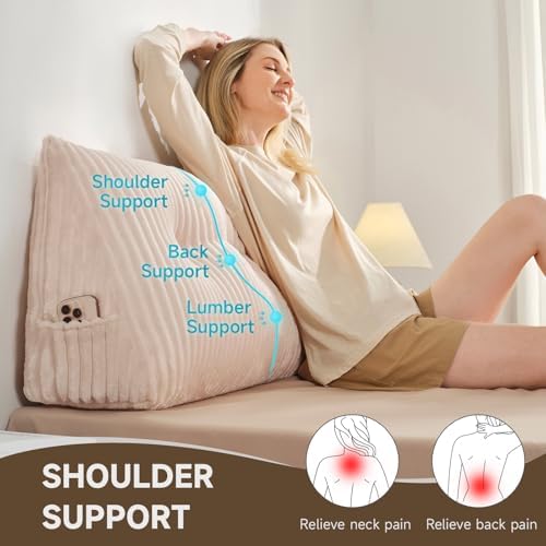 Z-hom Large Headboard Pillow Full,NO ROLL Pillow, Wedge Pillow Headboard