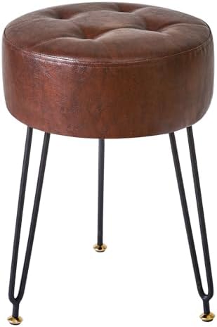 IBUYKE Makeup Vanity Stool, Faux Leather Footrest Chair, Dark Brown LG-31Z
