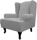 Easy-Going Stretch Large Wingback Chair Sofa Slipcover Light Gray