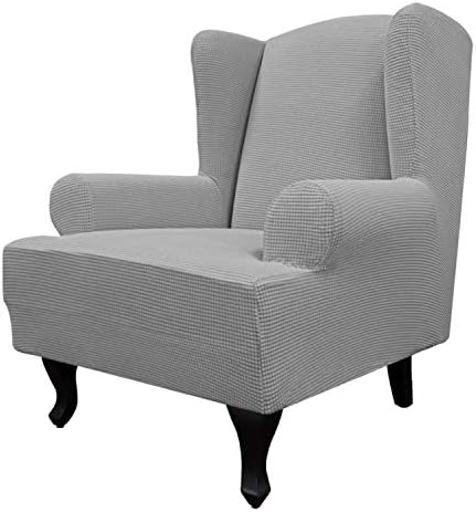 Easy-Going Stretch Large Wingback Chair Sofa Slipcover Light Gray