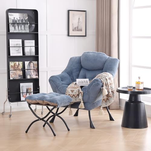LITA Lazy Chair with Ottoman, Comfy Accent Reading Chair