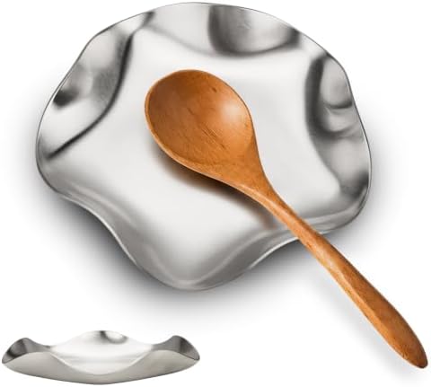 VanlonPro Stainless Steel Spoon Rest, Spatula Ladle Holder, Stainless Steel Utensil Spoon Rest Holder, Brushed Finish, Dishwasher Safe 5.9 Inch (Flower Silver 1PC)