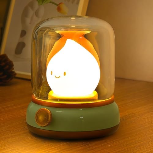 Ghost Campfire Night Light, Small Cute Desk Lamp, Dimmable Cordless Bedside Table Lamp, 2 Modes Rechargebale Battery Oprated Warm Night Light for Bedroom/Kids/Baby Nursery, Vintage Ambient Lighting