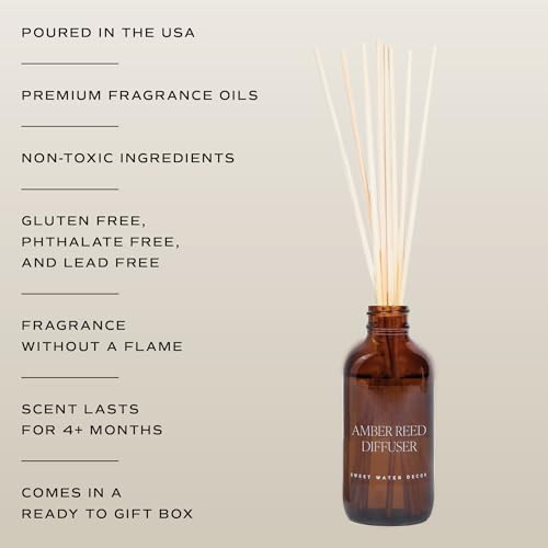 Sweet Water Decor Christmas Reed Diffuser Set - Christmas Scented Reed Diffuser w/Fresh Cut Trees and Orange Scent - Reed Diffusers for Home with Long Lasting Fragrance - Non-Toxic Oil Reed Diffuser