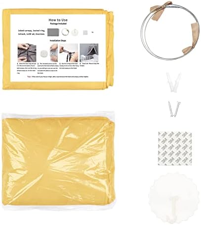 MAMERIA Kids Bed Canopy with Frills Cotton Cover Net for Baby Crib Reading Nook Curtain Hideaway Hanging Round Tent Nursery Bedding Play Room Decor (02CNP0002-YL)