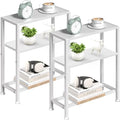 Narrow Side Table Set of 2, 2-Tier Small End Table,Slim Nightstand