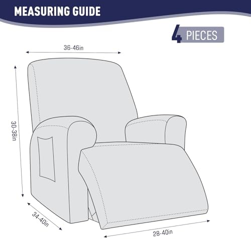 KinCam Oversized Recliner Chair Covers, Reclining Cover, Dark Blue