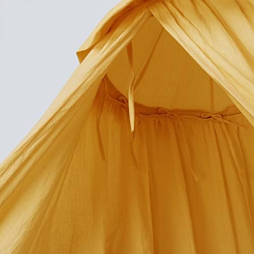 MAMERIA Kids Bed Canopy with Frills Cotton Cover Net for Baby Crib Reading Nook Curtain Hideaway Hanging Round Tent Nursery Bedding Play Room Decor (02CNP0002-YL)