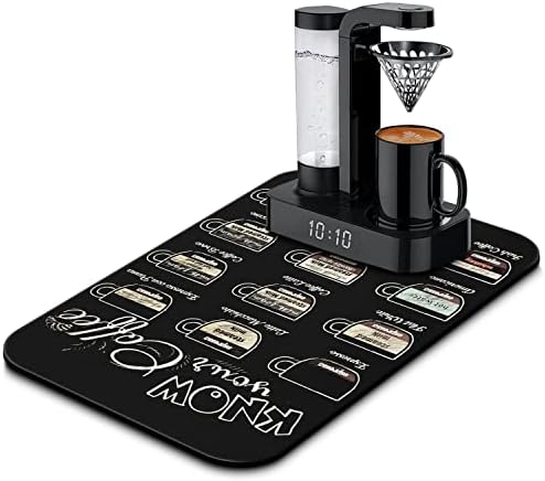 Fun Coffee Mat 19inx12in,Coffee Bar Mat for Countertops,Absorbent Hide Stain Anti-Slip Coffee Bar Accessories Fit Under Coffee Machine Mat,dish Drying Mats for Kitchen