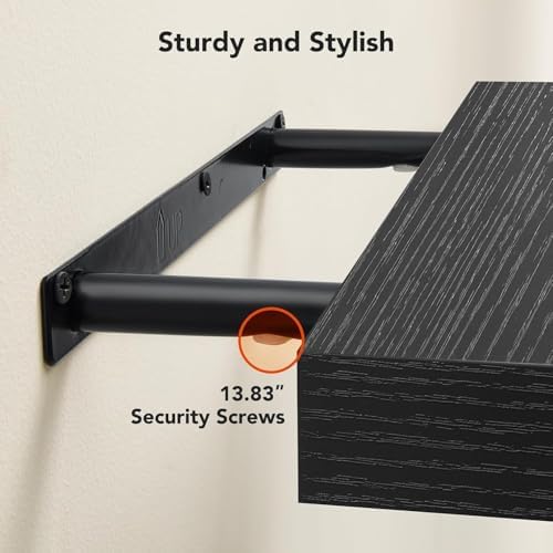 Amada 15 Inch Floating Shelves with Invisible Brackets, Set of 2, Black