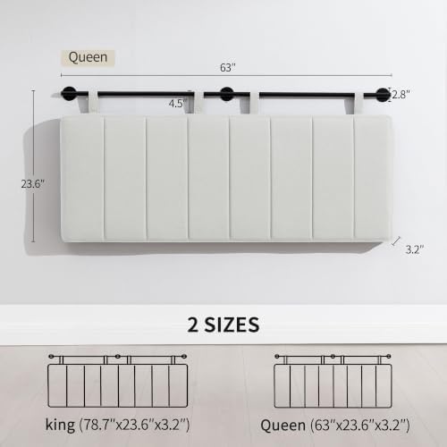 UEV Queen Headboard Only, Wall Mounted Hanging Upholstered Bed Head Board