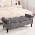 Storage Bench 51" Velvet End of Bed Benches Dark Grey