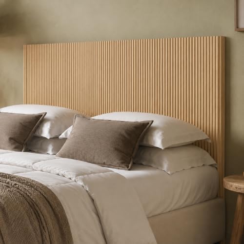Queen Size Fluted Headboard Only, Boho Head Boards Queen with Arched Corrugated, Wood Head Board for Full/Queen Bed Frames,Rustic & Modern Farmhouse, Oak