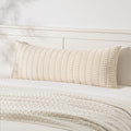 MIULEE Lumbar Corduroy Throw Pillow Cover for Bed 14x36 Cream White