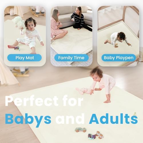 1.3" Thick Baby Play Mat for Floor,79x118 Large Memory Foam Tummy Time Mat