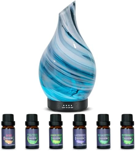 EQUSUPRO Essential Oil Diffuser for Home with 6 Essential Oil Set