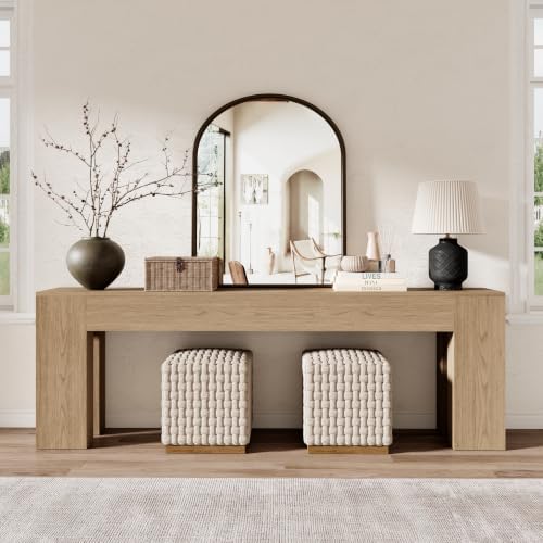 Epecoya 94.5 Inch Extra Long Console Table, Light Oak