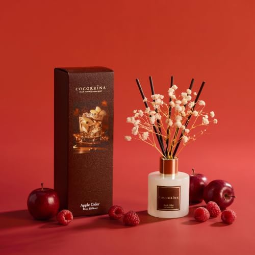 COCORRÍNA Reed Diffuser - Apple Cider 3.38 fl oz Reed Diffuser for Bedroom Bathroom Home Décor