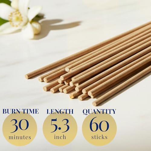 Yuzu Citrus Luxury Japanese Incense Sticks 60sticks Lemon Orange Mndarin Musk Coreless Low Smoke Natural Charcoal Free Non Toxic Aromatherapy Meditation Calming Stress Relief Relaxation Yoga TOMORI