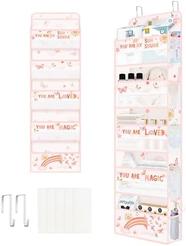 Clastyle Over the Door Organizer Diaper Toy Nursery Hanging Shelf, Rainbow