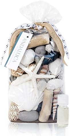 ANDALUCA Pacific Isles Scented Potpourri | Made in California Beach Home Décor | Large 20 oz Bag + Fragrance Vial | Scents Sandalwood and Coconut Blooms