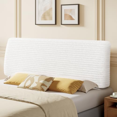 Pinmoco 4.7" Upholstered Headboard for Full Size Bed, Height Adjustable and Ergonomic Headboard, Easy Assemble, Sturdy and Durable, Corduroy, White