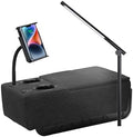 Removable Sofa Armrest, Dual Cup Holders Large Size Multifunctional Couch Caddy Storage Arm Rest with Power Wireless Charging Stand & LED Reading Light for Sofa Middle Seat Parts