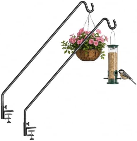 MIXXIDEA 2 Pack Heavy Duty Extensible Adjustable Deck Hooks for Hanging Bird Feeders, Plants, Suet Baskets, Wind Chimes, Lanterns