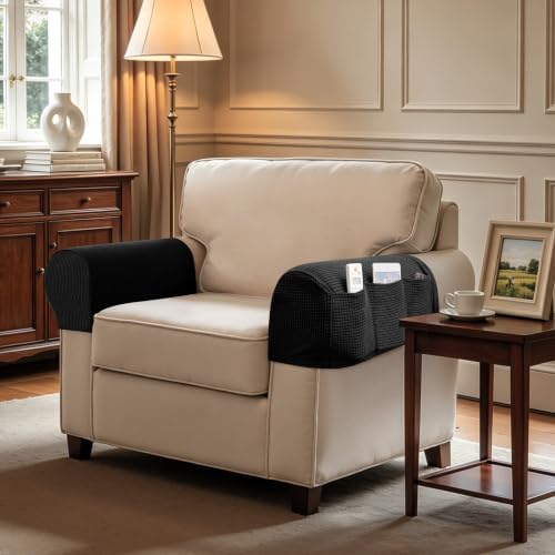SUBRTEX Stretch Couch Arm Covers Set of 2, Non-Slip Sofa Armrest Slipcovers