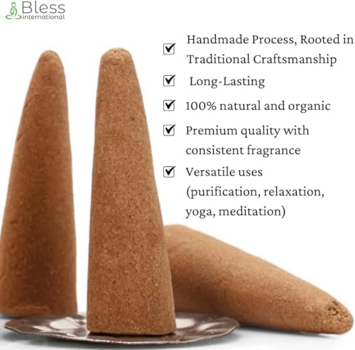 Bless-International Orange and Lemongrass 100%-Natural-Incense-Cones Handmade-Hand-Dipped Organic-Chemicals-Free for-Purification-Relaxation-Positivity-Yoga-Meditation (20 Count)